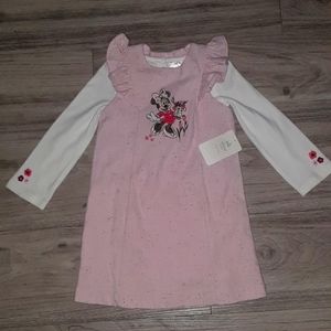 Disney Minnie Mouse Pink Tweed Romper with Floral Embroidery